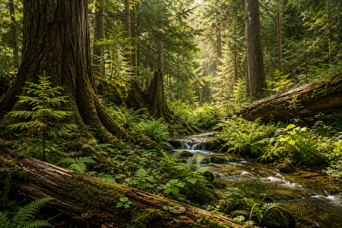 un sentier forestier avec un ruisseau comme réserve d’énergie et une bonne capacité d’adaptation
